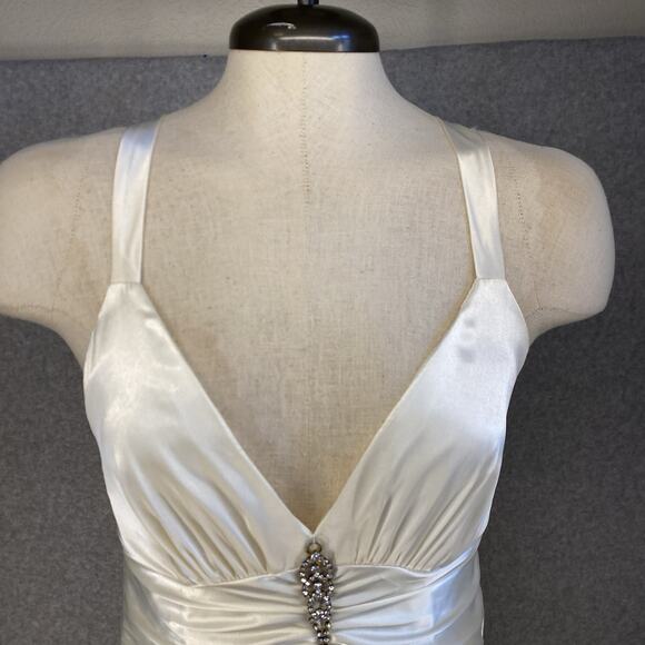 ✨ Jessica McClintock Ivory Satin Gown 💎 Prom / Formal Junior 7 NWT - Picture 4 of 16